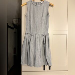 Carven gray cotton mini dress, zippered back, elastic waist and side pockets, L